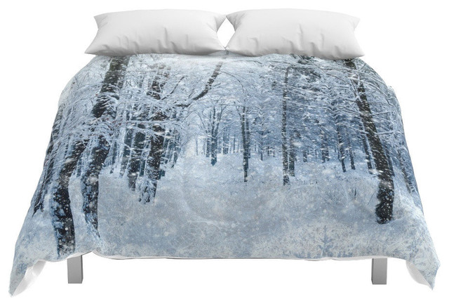 Society6 Winter Wonderland Scenery Forest Comforter Contemporary