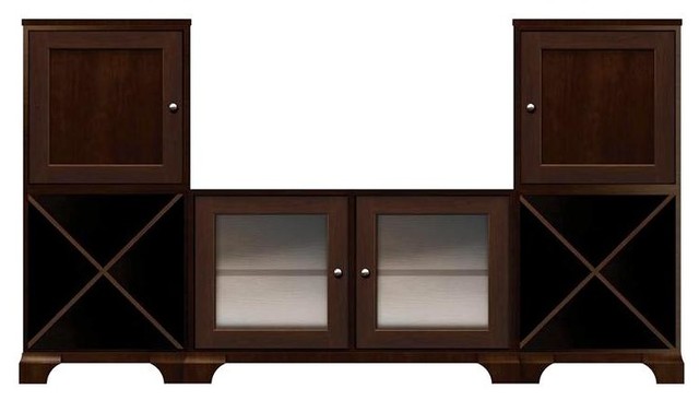 Myles Cabinet w 2 Plain Glass Doors in Espresso