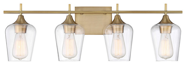 Octave 2-Light Vanity Fixture, Warm Brass, 4-Light