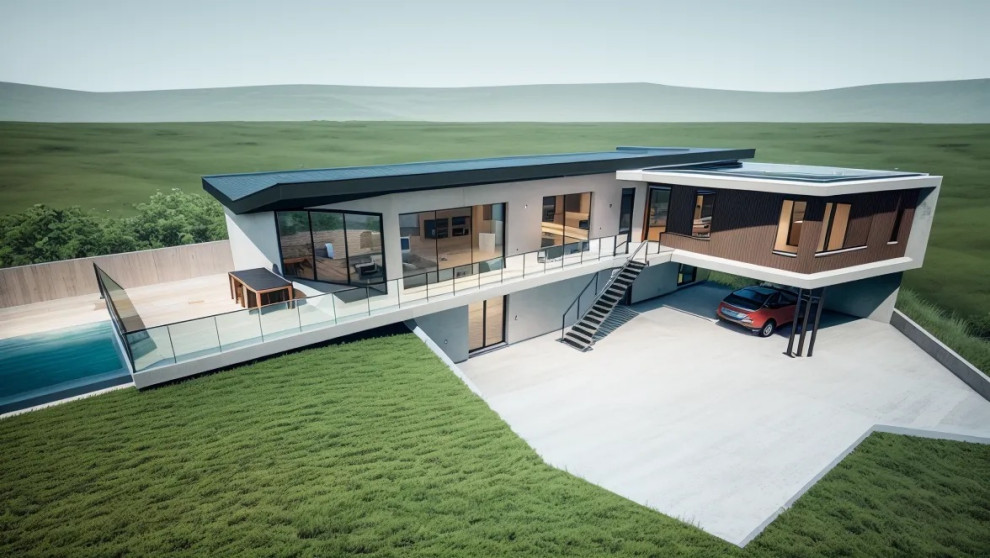 Maison béton dans l'Ouest Lyonnais