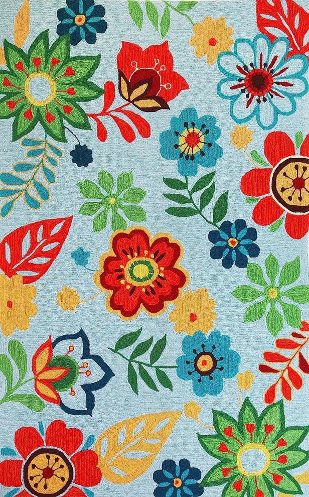 Country & Floral Sonesta Area Rug, Rectangle, Light Blue, 7'6"x9'6"