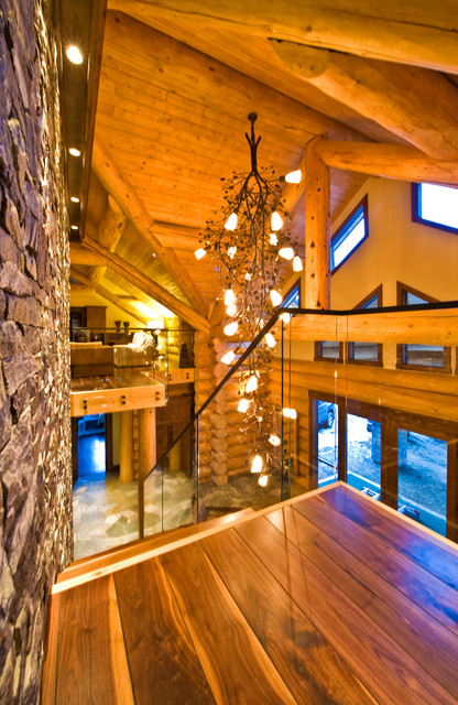 Okanagan Log Home montagne-escalier