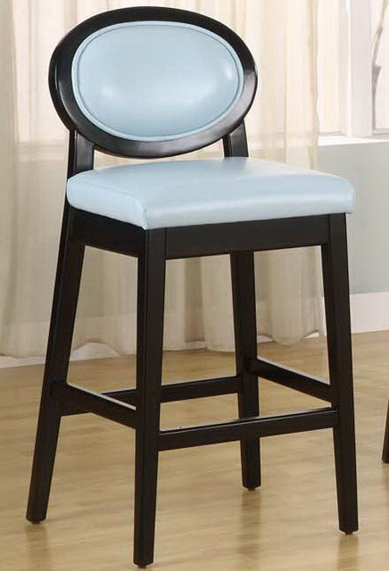 Martini 30in. Stationary Barstool in Sky Blue Leather