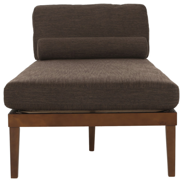 Lochmere Mid Century Modern Fabric Chaise Lounge with Bolster Pillow