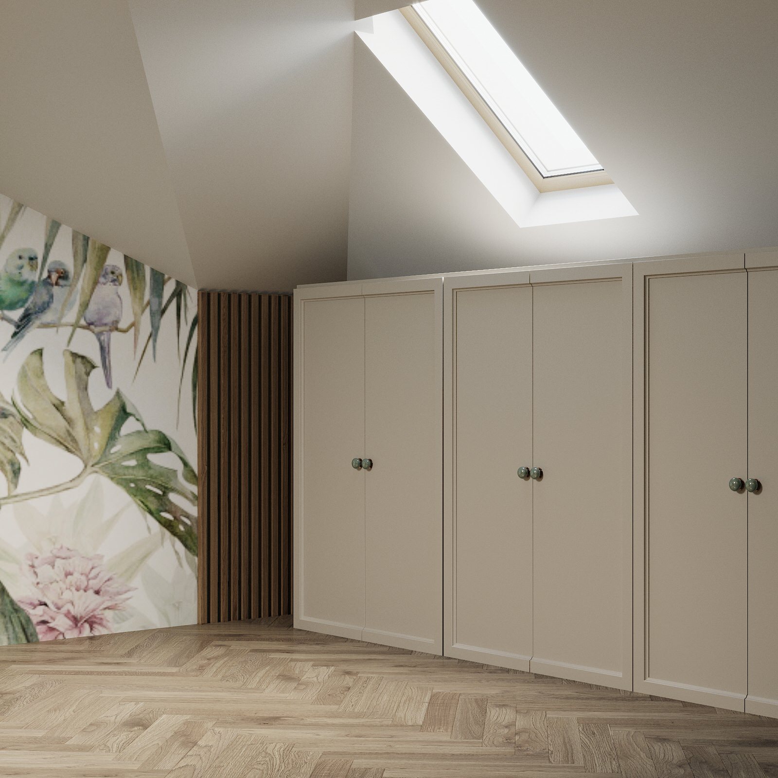 Санузел на мансарде в эко стиле.