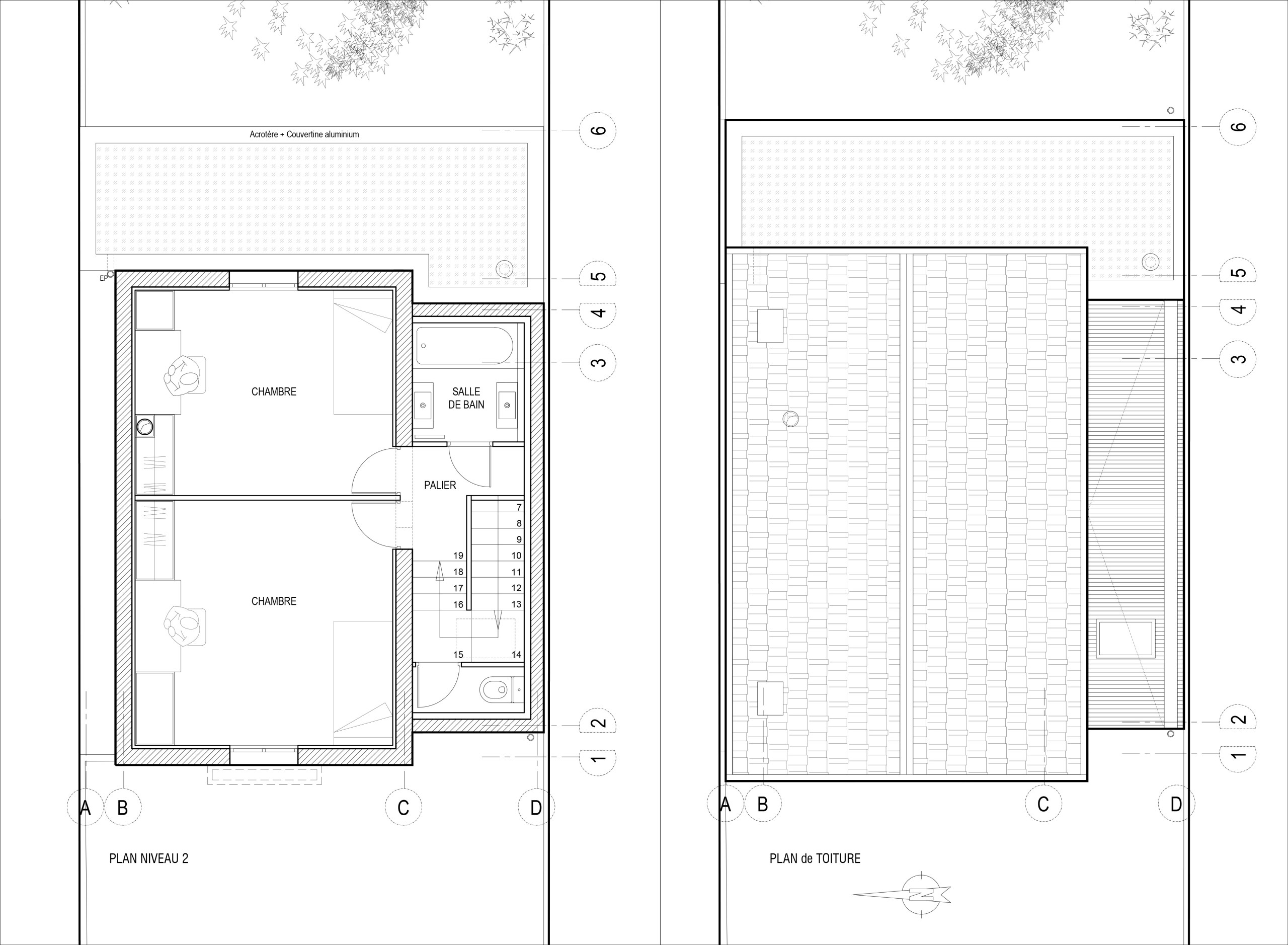Plan de l'étage et de toiture