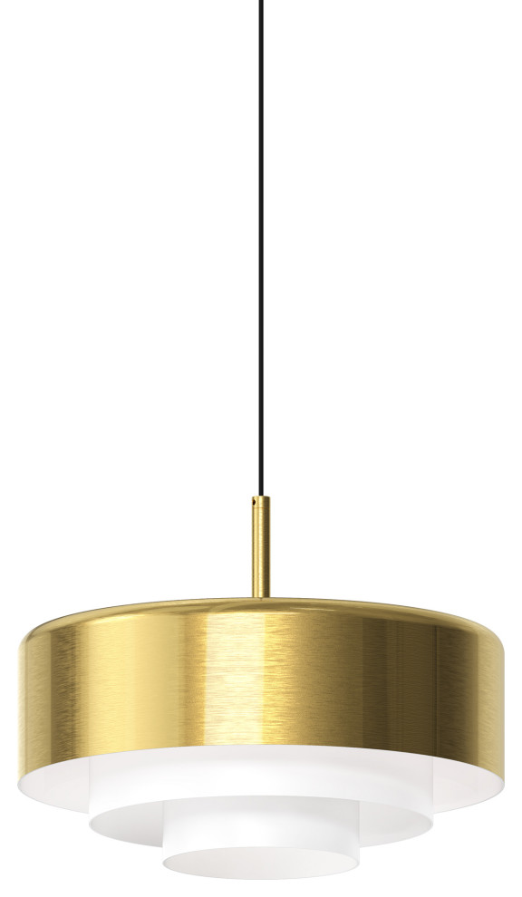Modern Tiers Flat LED Pendant, Brass, 12"
