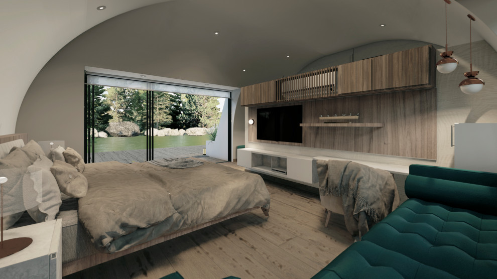 Imagen de dormitorio moderno de tamaño medio