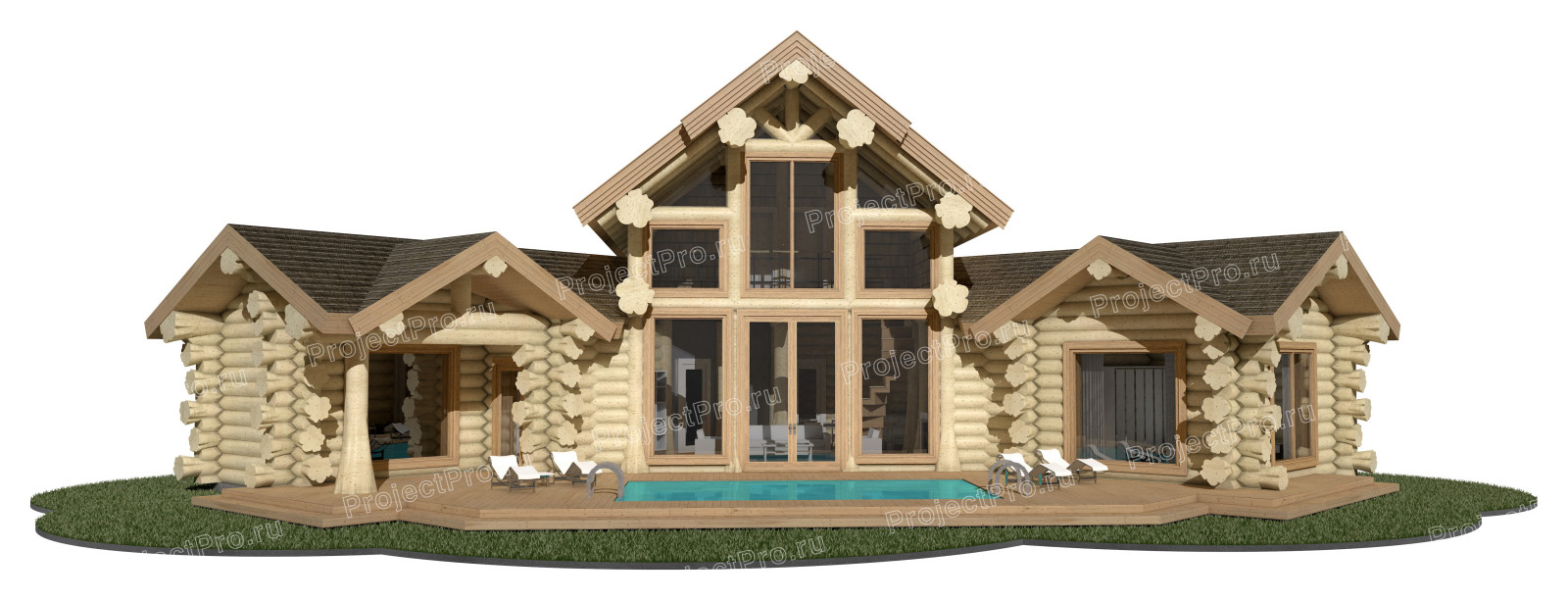 L-012. Post & Beam и рубленное бревно. Приусадебный комплекс с СПА