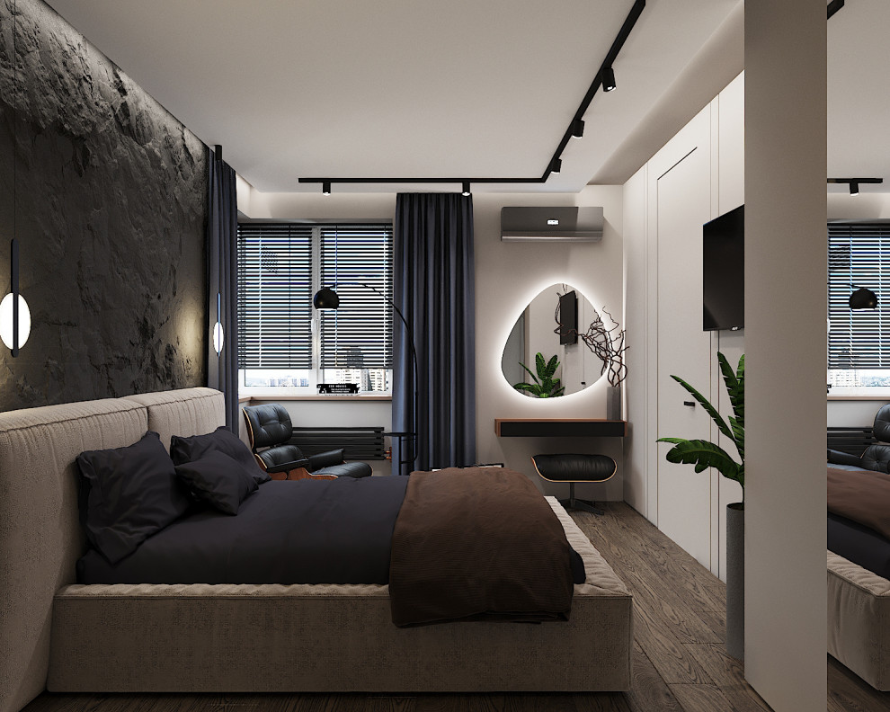 спальня в современном стиле со "скалой"