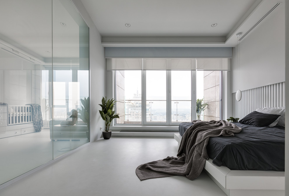 Stylish monochromatic white penthouse