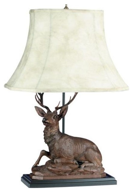 Sculpture Table Lamp MOUNTAIN Lodge Laying Stag Deer 1-Light