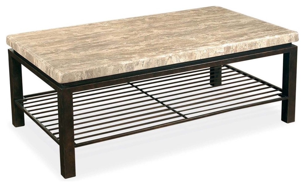 Bernhardt Tempo Rectangular Stone Top Cocktail Table Modern Coffee