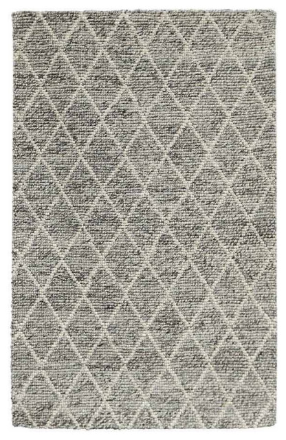 Classic Home Diamond Looped Wool Gray Rug, 8'x10' - Scandinavian - Area ...