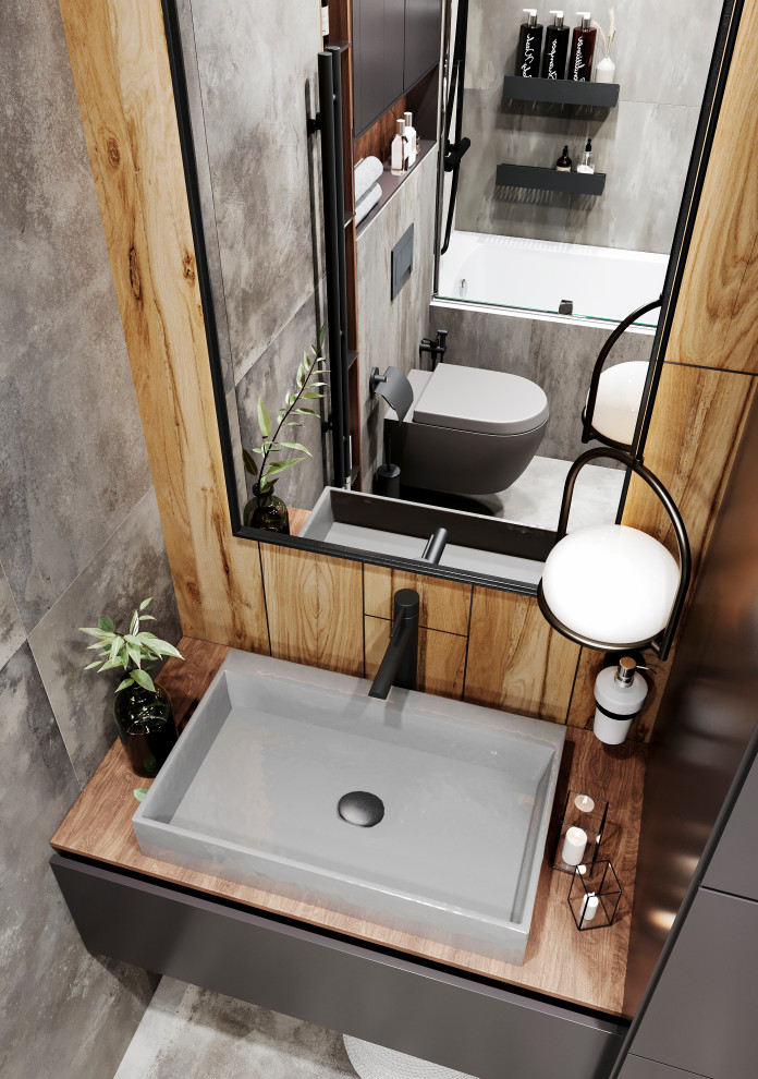 Ванная и душевая комната в сером цвете