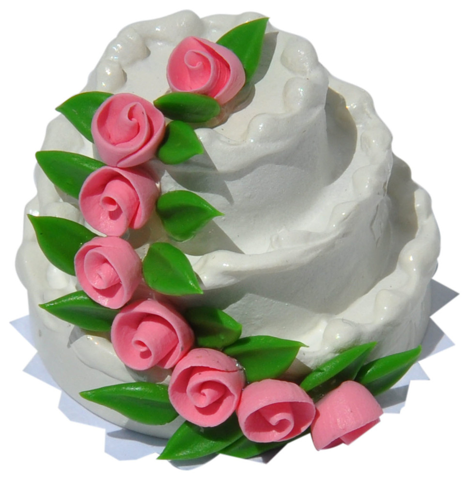 Rosebud Wedding Cake for Miniature Garden, Fairy Garden