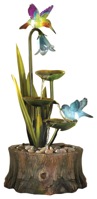Hummingbird Haven Fountain - Tropical - Outdoor Fountains And Ponds