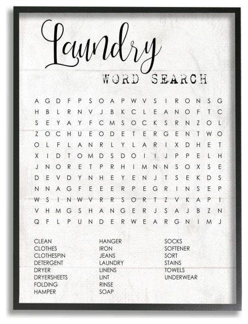 Stupell Industries Laundry Word Search Fun Family Word Design, 16"x20", Black