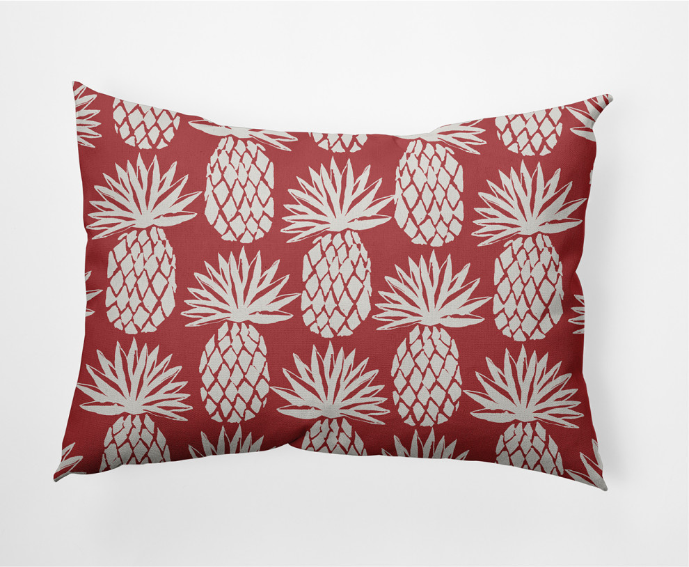 14x20" Pineapple Pattern Nautical Decorative Indoor Pillow, Ligonberry Red