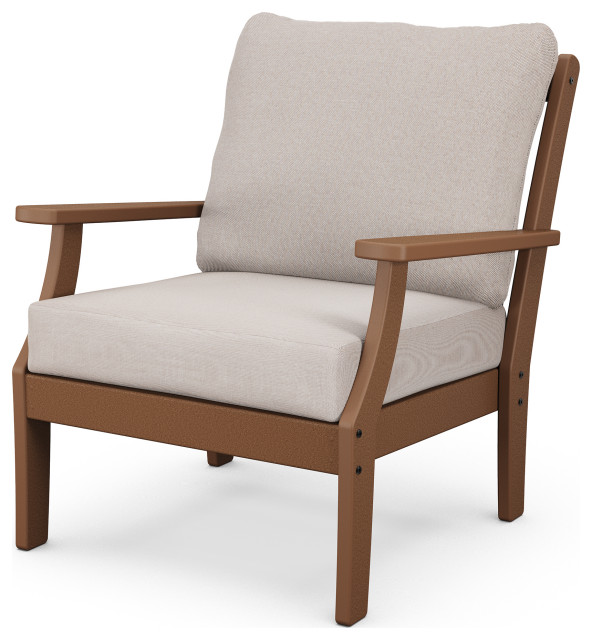 Braxton Deep Seating Chair, Teak/Dune Burlap
