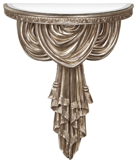 Howard Elliott Antique Silver Mirrored Wall Shelf Traditional