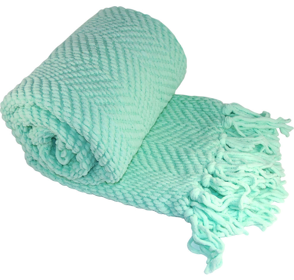 Tweed Knitted Throw Blanket, Bay, 50"x60"