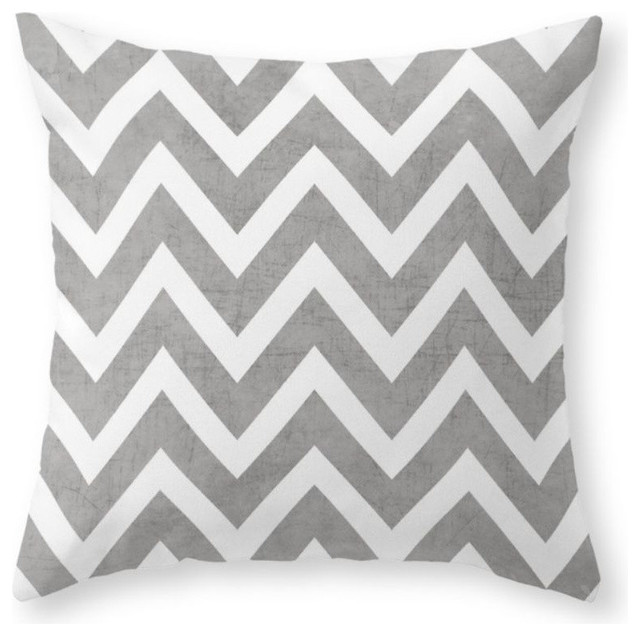 Gray Chevron Throw Pillow Cover Contemporary Decorative