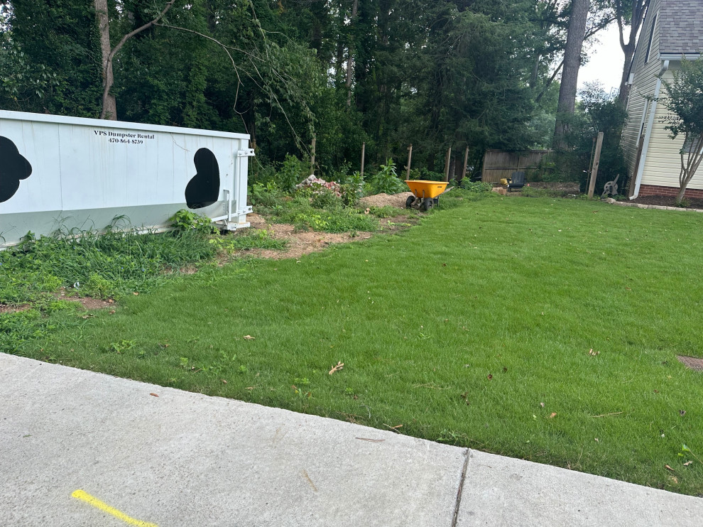 Detached Garage Foundation, Curved Concrete Driveway & Brick Border Sidewalk Ins