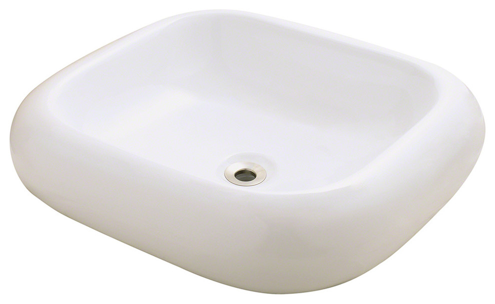 MR Direct v110 Porcelain Sink, White, Chrome, No Drain