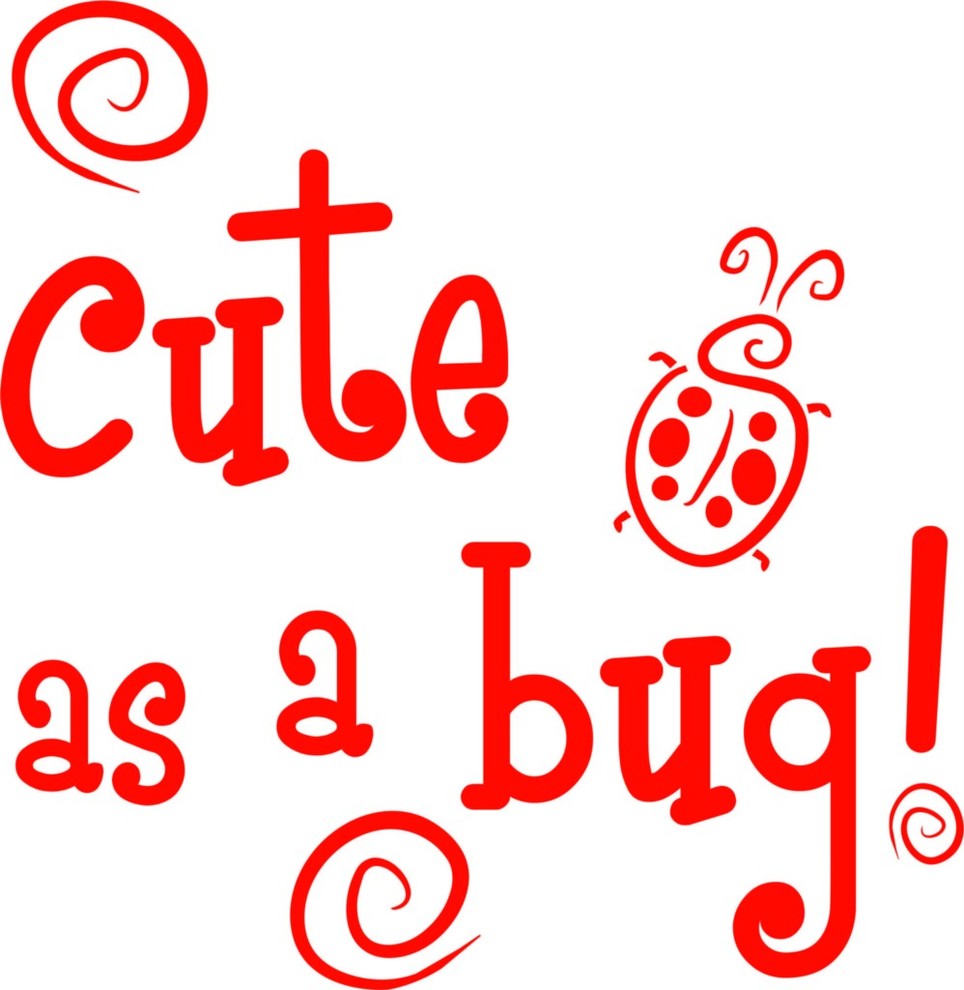 Cute As A Bug Ladybug Animal Picture Bedroom Decal, 16x16"
