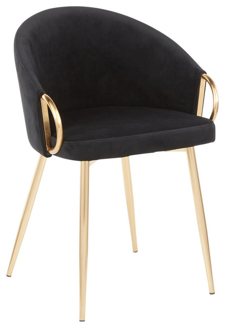 Claire Chair, Gold Metal, Black Velvet