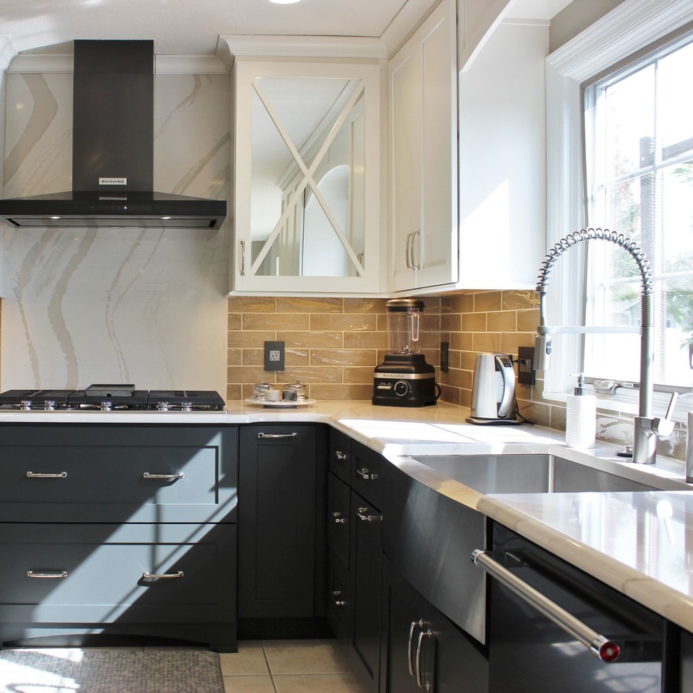 Inspiration for a transitional kitchen remodel with an island