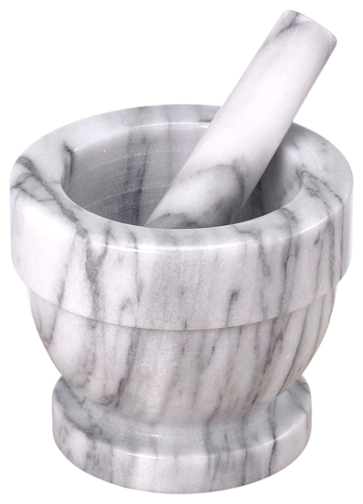 White Mortar and Pestle, 5.25" x 4.5"