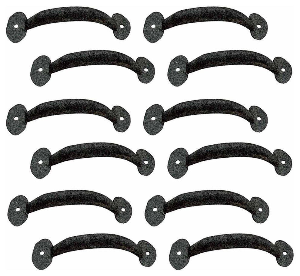 Door or Drawer Pull Bean Black Wrought Iron 4 7/8 inches - Transitional ...