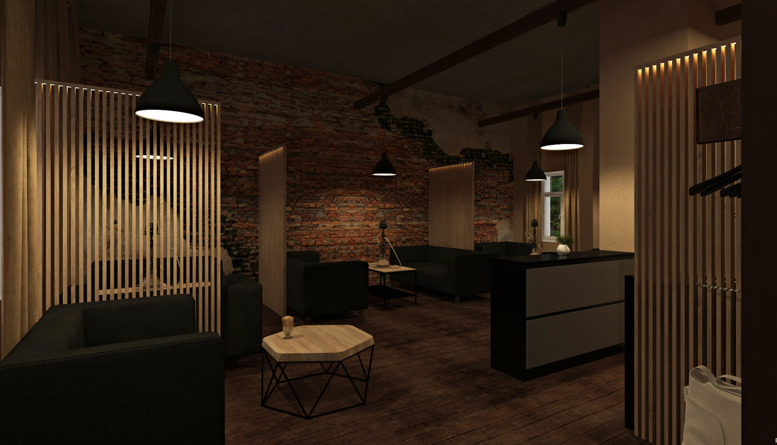 Кальянная в стиле лофт 40 м.кв.