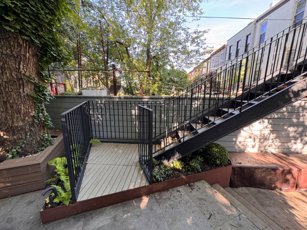 Park Slope backyard corten planters