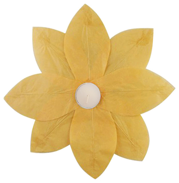 Floating Lotus Paper Lanterns, Set of 6, Yellow
