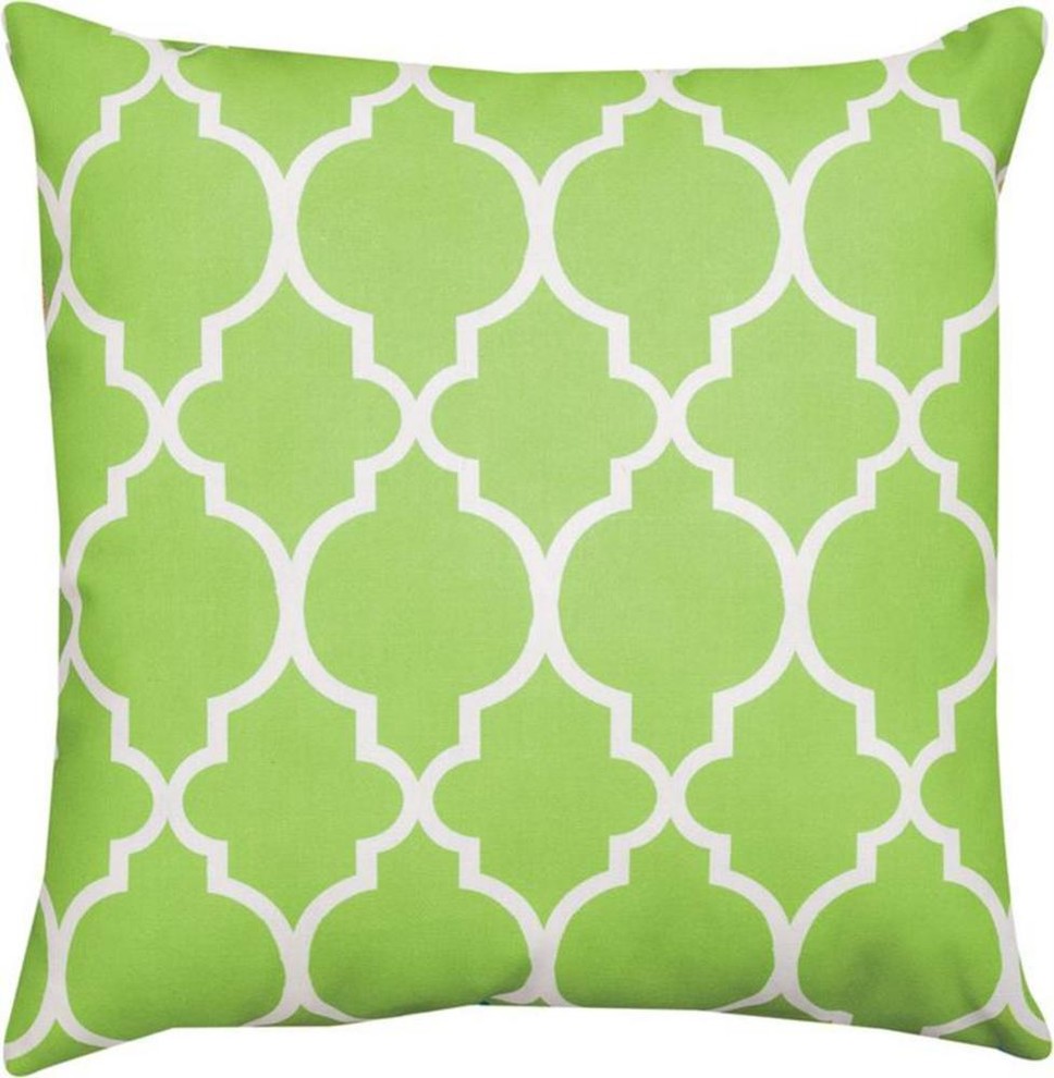 Pair of Pastel Green and White Marrakesh Print Indoor / Outdoor Throw Pillows
