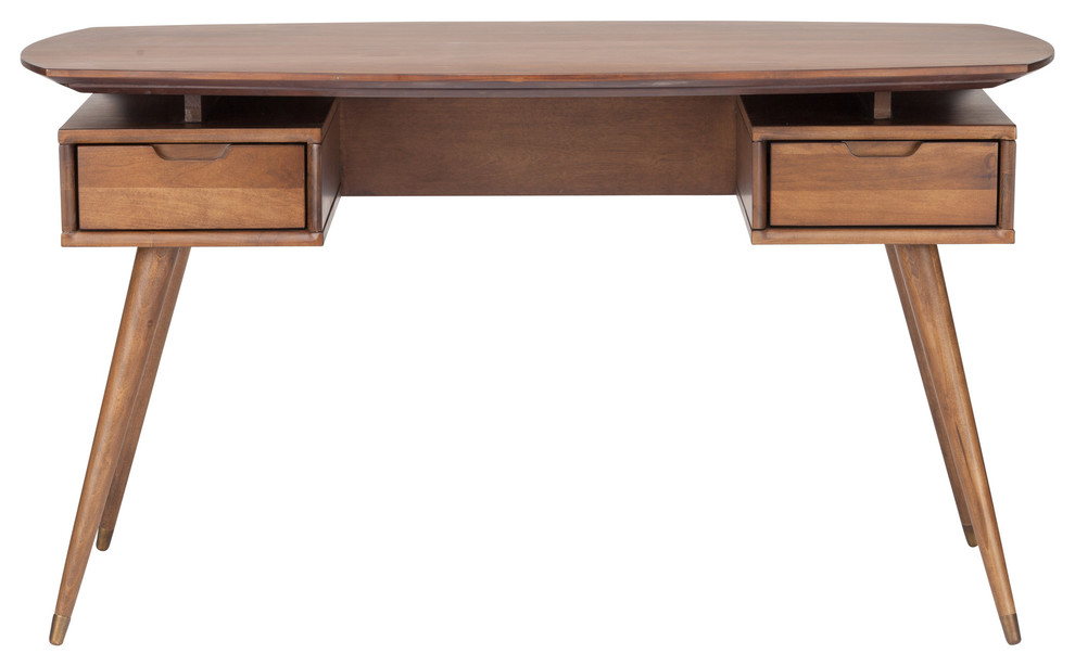 American Poplar 55 Hardwood Desk Walnut Finish Midcentury