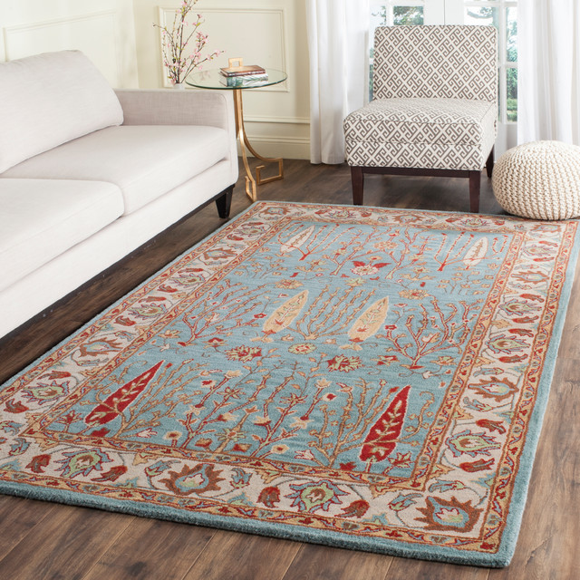 Safavieh Heritage Collection HG735 Rug, Blue/Ivory, 6' X 9'