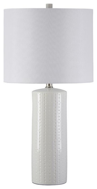 Bowery Hill Ceramic Table Lamp in White (Set of 2)