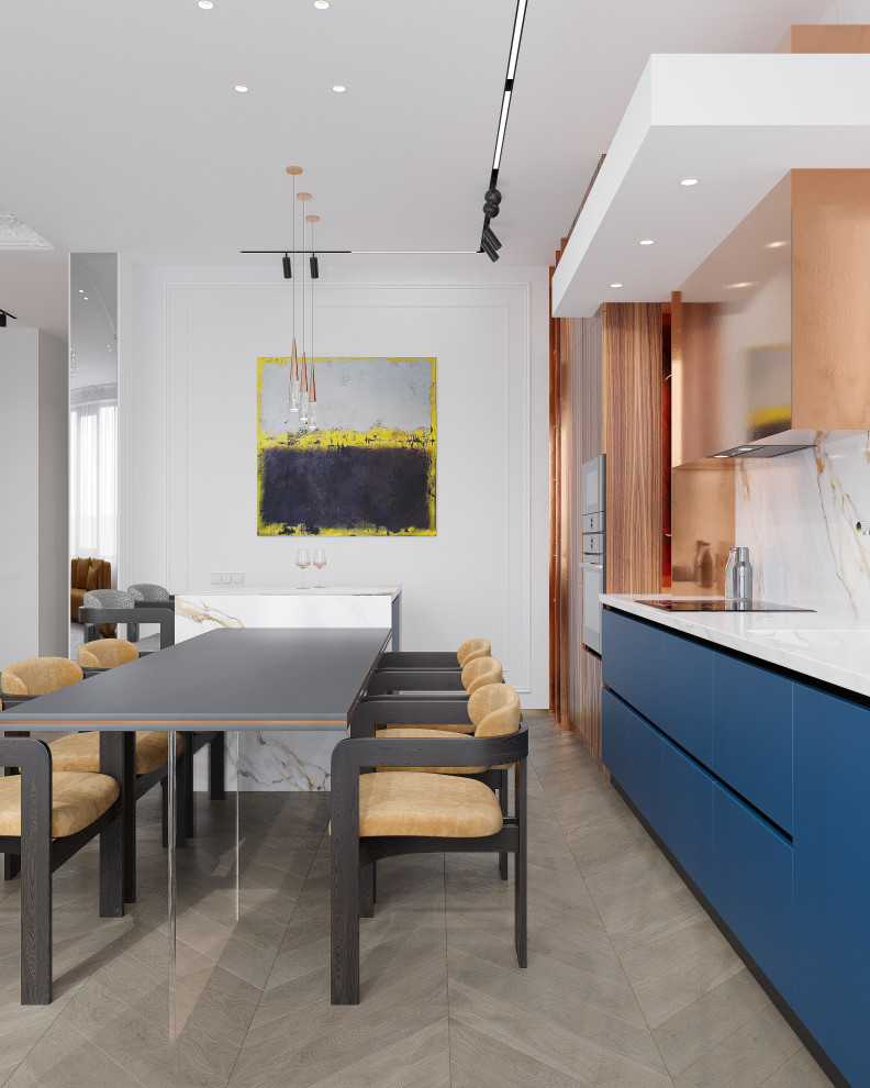 Проект Copper House - ЖК Серебряный парк (Кухня-гостиная)