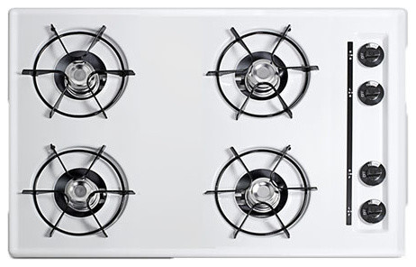 Summit WNL053 30 Four-Burner Gas Cooktop in White - White