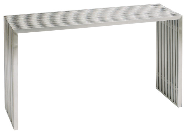 Amici Console Sofa Table, Silver Stainless Steel - Modern - Console Tables - by EBPeters