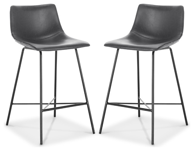 Poly and Bark Paxton 24" Counter Stool, Set of 2, Gray