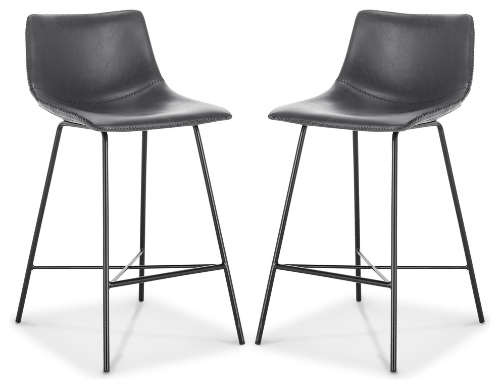 Poly and Bark Paxton 24" Counter Stool, Set of 2, Gray