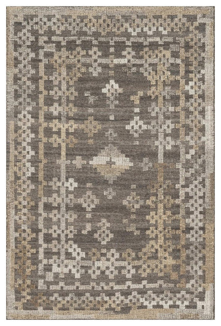 Fatuma Global Bazaar Rustic Aztec Gray Wool Rug 3 6x5 6 Rustic Aztec Gray Wool Rug