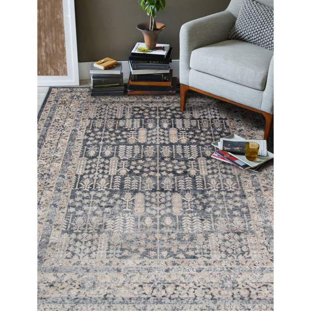 Belmont Cruces Graphite Chenille Blend Area Rug, 8'7"x11'6", 8'7"x11'6