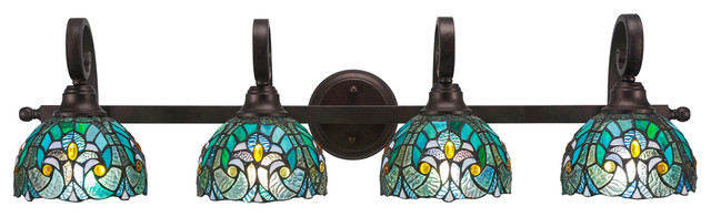 Curl 4 Light Bath Bar Bronze Turquoise Cypress Tiffany Gl Curl 4 Light Bath Bar Bronze Turquoise Cypress Tiffany Gl