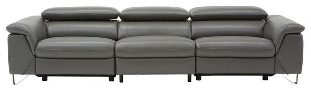 Maine Modern Gray Eco Leather Sofa With, Modern Leather Sofa Recliner